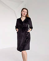 Велюровий халат для вагітних (чорний), фото 2