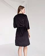 Велюровий халат для вагітних (чорний), фото 3