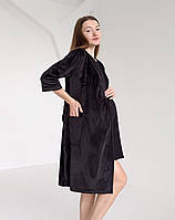 Велюровий халат для вагітних (чорний), фото 4