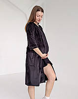 Велюровий халат для вагітних (чорний), фото 5