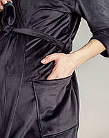 Велюровий халат для вагітних (чорний), фото 6