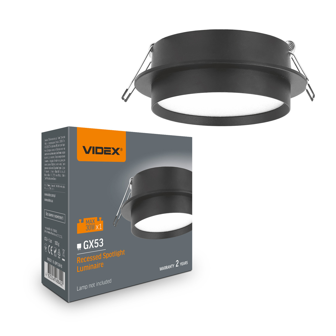 Світильник VIDEX під лампу GX53 врізний Круглий Чорний (VL-SPF33R-B), фото 1