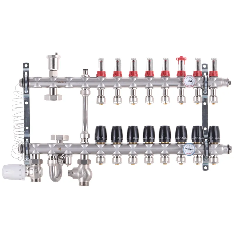 Колектор із вбудованим змішувачем. вузлом Koer KR.S1012-8 1"х8 SUS304 та євроконусами 3/4-16 (KR2941)