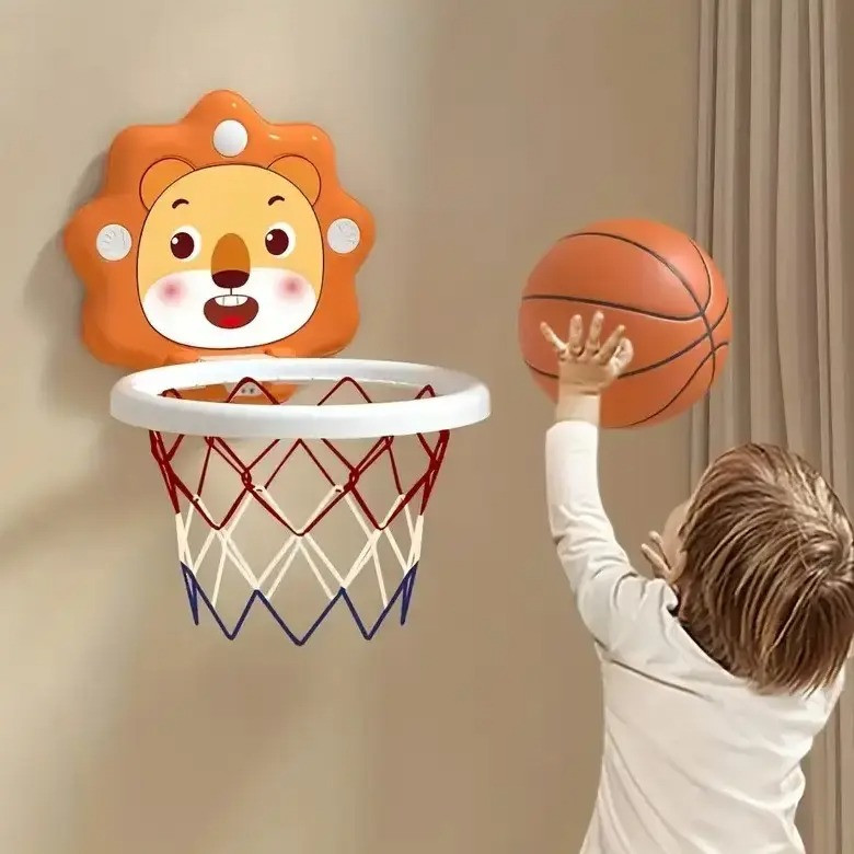 Дитячий навісний баскетбольний набір для дому вулиці регульований кошик із кільцем м’ячем безпечна спортивна гра для дітей, фото 1