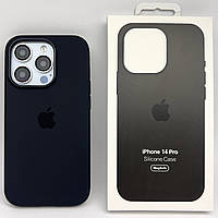 Чохол на iPhone 14 PRO Silicone Case Magsafe мікрофібра чорний силіконовий для айфон 14 ПРО Midnight