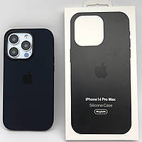 Чохол на iPhone 14 PRO MAX Silicone Case Magsafe силікон мікрофібра з магсейв для айфон 14 ПРО МАКС Midnight