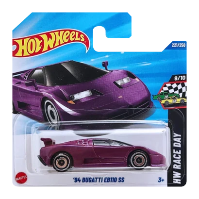 Машинка Базова Hot Wheels '94 Bugatti EB110 SS Race Day 1:64 JBB36 Purple, фото 1