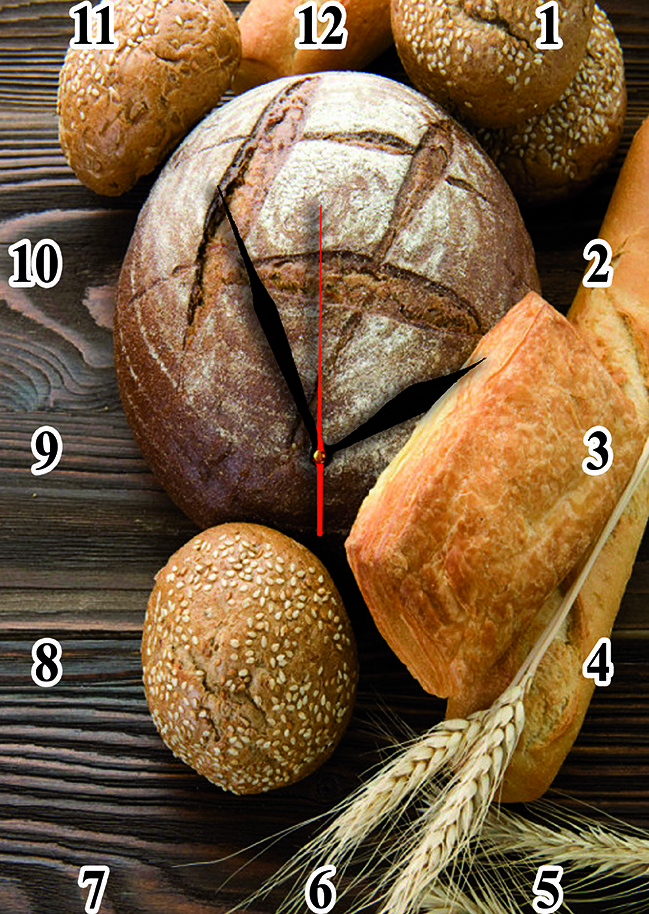 Настінні годинники МДФ кухонні "Хліб" кварцові, фото 1