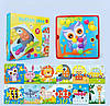Розвиваюча гра мозаїка Попугай, 12 картирнок та 46 великих фішок, подарунок для дівчинки, для хлопчика, фото 4
