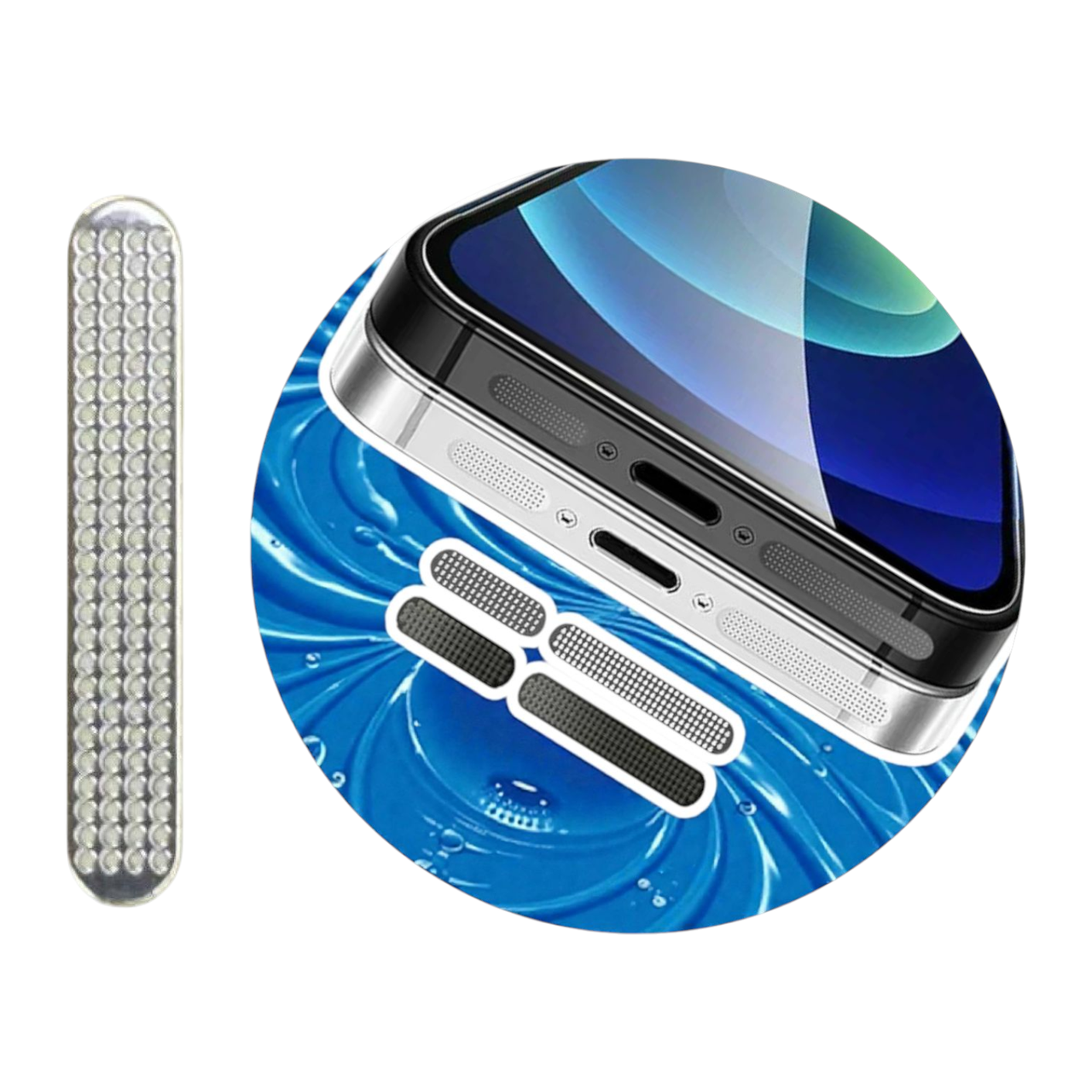 Сітка захисна 16x2.4 мм металева наліпка стікер пилозахисний фільтр динаміка мікрофона для телефонів планшетів срібляста, фото 1