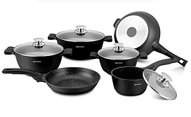 Набір литого посуду Herzog HR-ST16M black набір каструль для індукційної плити 16 предметів