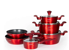 Набір посуду для індукції Royalty Line FD10R (червоний) 10 предметів