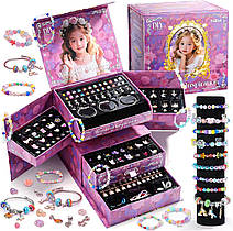 МЕГА Великий Набір для виготовлення браслетів HOLYFUN – понад 2000 намистин, 5-рівнева коробка, подарунковий набір для дівчаток