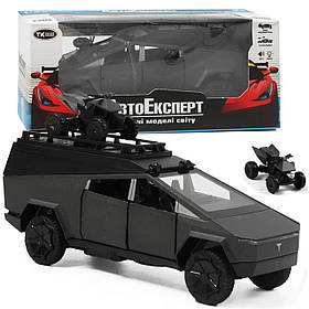 Машинка металева Tesla Cybertruck кемпінг сіра Тесла Кібертрак 1:32 відкр двері багажник з кухнею (60117)