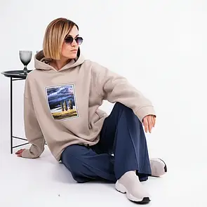 Жіноча худі oversize із принтом пейзажу KAPTSOVA MKKS300809-1