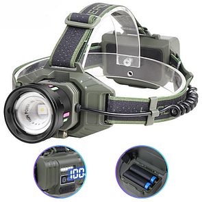 Ліхтар налобний NIGHT VISION FLUORESCENCE 8098-TG, IPX4, 2x18650, ЗП Type-C, zoom, Box