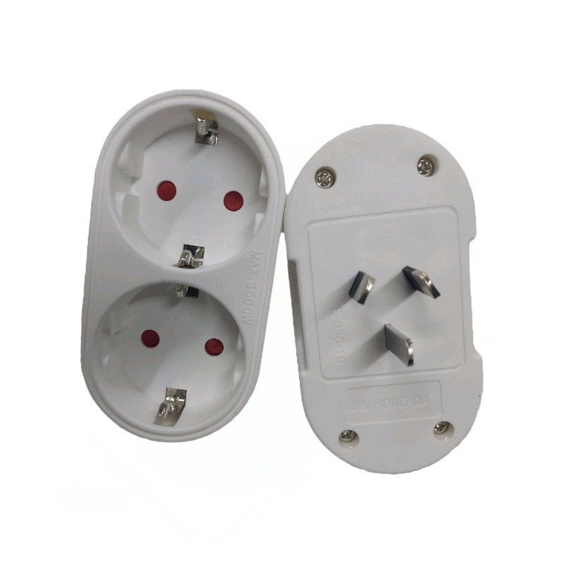 Перехідник на дві розетки під Англійську розетку посилений з запобіжником 10А / EU-AU  для подорожей Білий