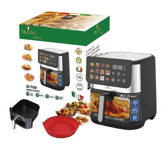 Аерофритюрниця T.K.Line TK00263 з регулюванням температури антипригарної чашей 4 л 1500 Вт Чорний, фото 1