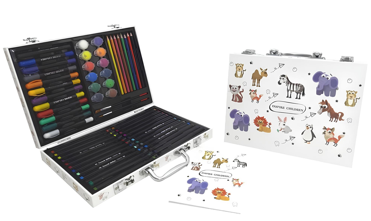 Набір для дитячої творчості та малювання Inspire Children в алюмінієвій валізці 48 предметів, фото 1