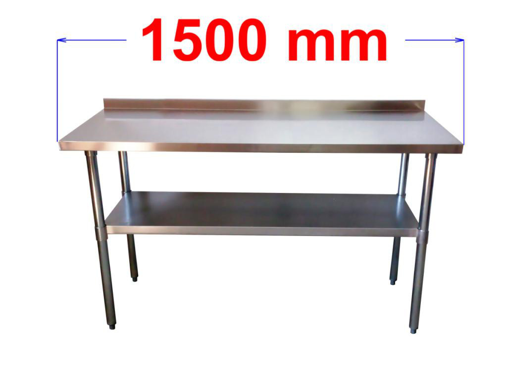 Стіл робочий з нержавіючої сталі 150 x 60 см з бортиком