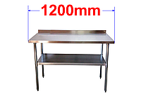 Стіл робочий з нержавіючої сталі 120 x 60 см з бортиком