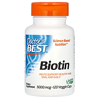 Біотин, Biotin, Doctor's Best, 5000 мкг, 120 капсул