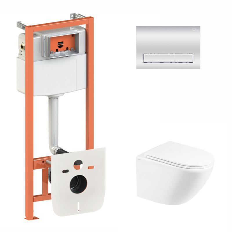 Готове рішення Qtap для ванної кімнати: підвісний унітаз Robin Ultra Quiet 490x365x325 + комплект інсталяції Nest 4 в 1 (лінійна