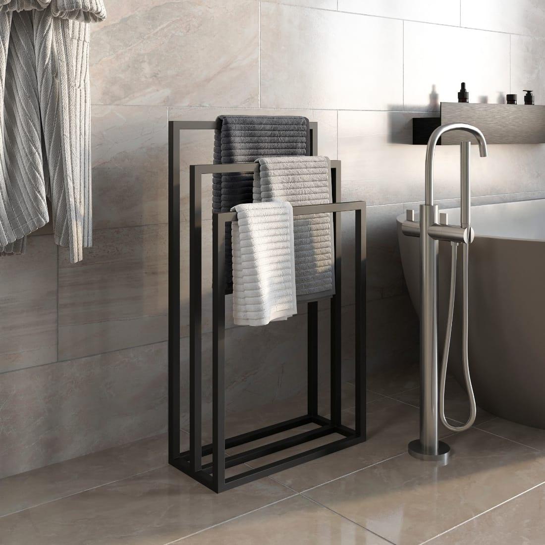 Стійка-тримач для рушників для підлоги в стилі лофт з металу 50 см шириною у ванну, фото 1