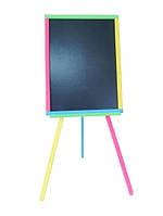 Двосторонній Мольберт дитячий магнітний на 3-х ніжках, дошка для малювання крейдою і для магнітів 3в1, різнокольоровий, CK 10.