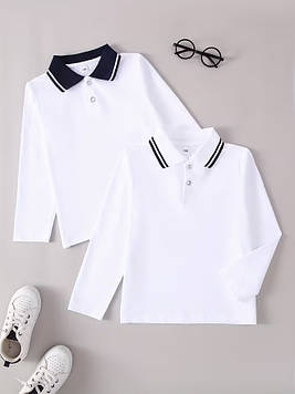 Поло для хлопчика сорочка біла трикотажна