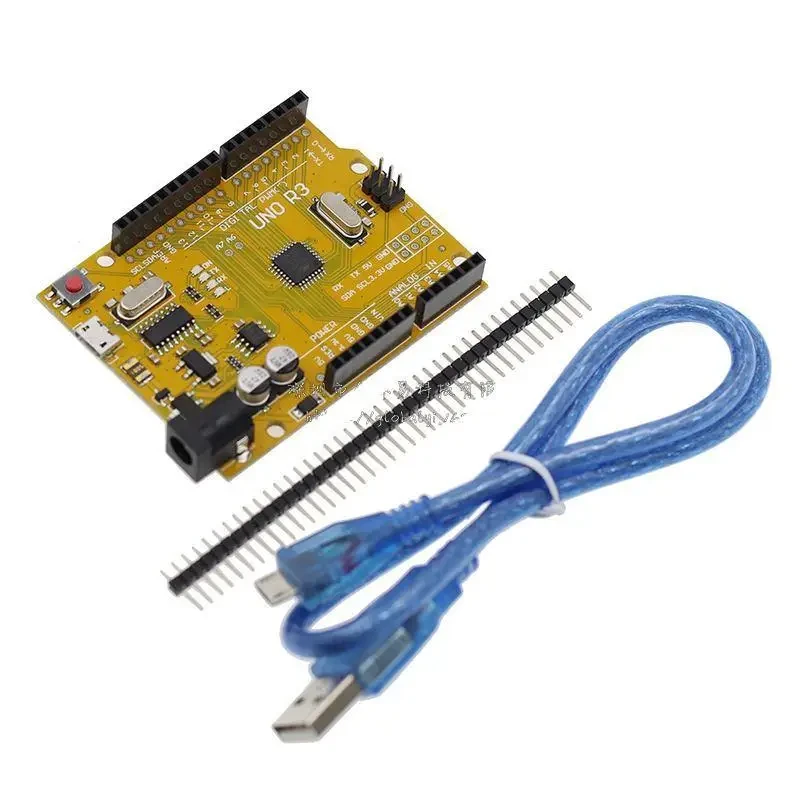 Плата для розробки UNO R3, покращений мікроконтролер ATmega328P, Micro USB + кабель, фото 1