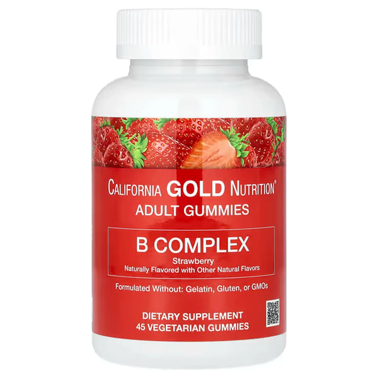 Вітаміни групи B California Gold Nutrition B-Complex Gummies Strawberry 45 жувальних цукерок, фото 1