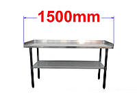 Стіл робочий з нержавіючої сталі 150 x 70 см з бортиками