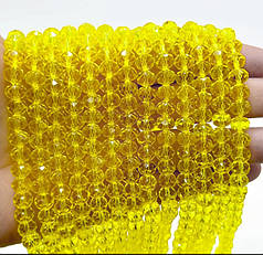 Намистини кришталеві "ронделі" 8х6 мм, жовтий прозорий (70 шт)