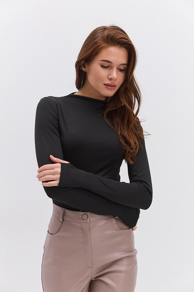 Жіночий лонгслів з коротким коміром, фото 1