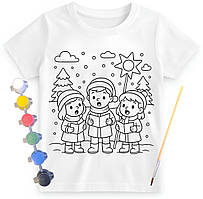 Дитячий набір для творчості футболка розмальовка Різдвяні колядки біла (ДФ0042)