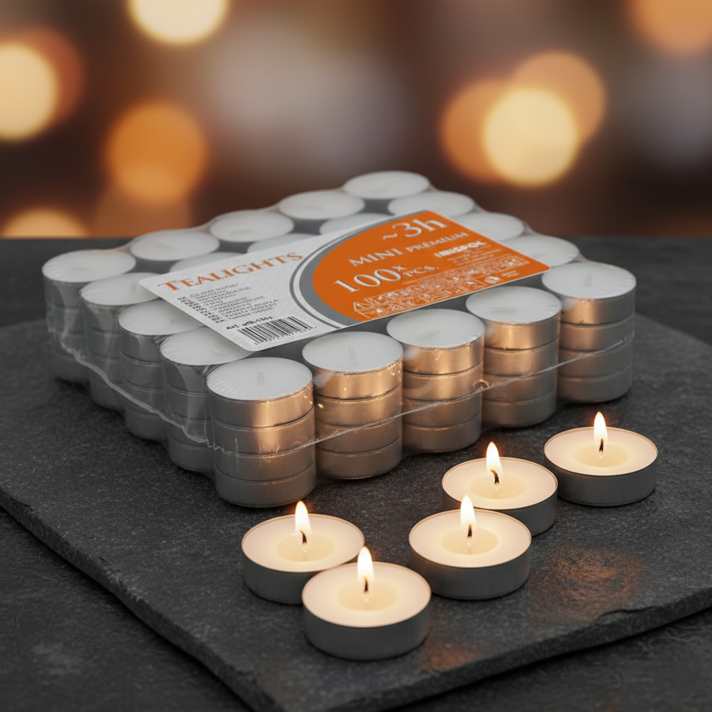 Свічка чайна плаваюча столова Bispol Premium (3 години, 100 шт.), фото 1