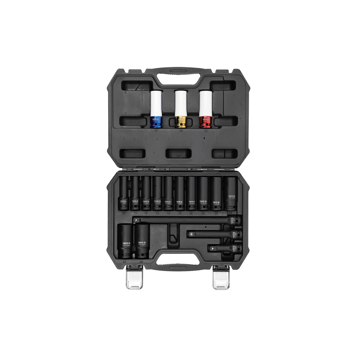 Набір торцевих ударних головок 1/2" + подовжувачі CrMo 18 шт. Yato YT-10566, фото 1