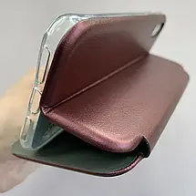 Чохол-книга для iPhone X/Xs бордова з патріотичним принтом Україна з синьо-жовтими квітками q09p, фото 5