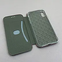 Чохол-книга для iPhone X/Xs бордова з патріотичним принтом Україна з синьо-жовтими квітками q09p, фото 3