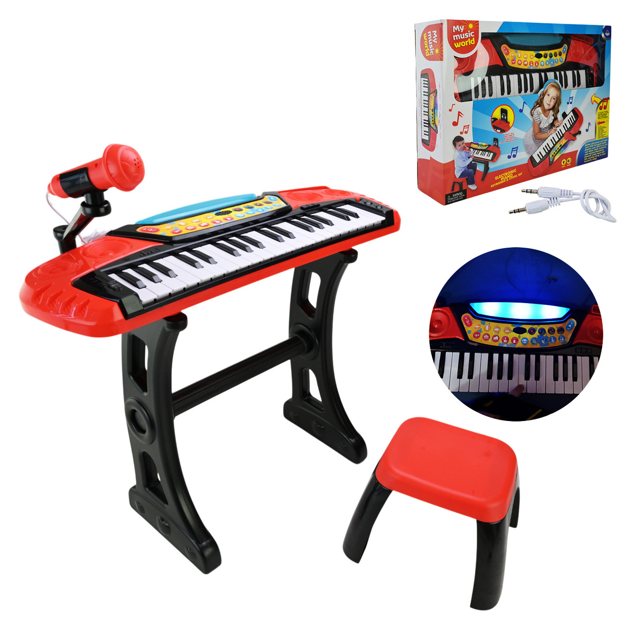Дитяче піаніно з мікрофоном MY66313-L, на ніжках+стілець, фото 1