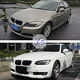 Решітки радіатора BMW E90/E91 2009–2011 Anzios, Glossy Black + Carbon, подвійні ламелі + 2 LED повторювачі, фото 3