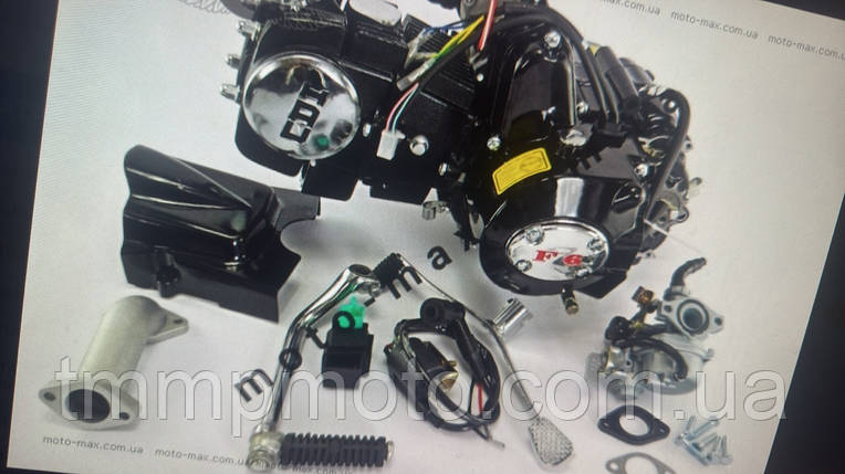 Двигатель с карб кат заж и коммутат 125 куб / 124 см3 Дельта Альфа Актив механіка чорний, фото 1
