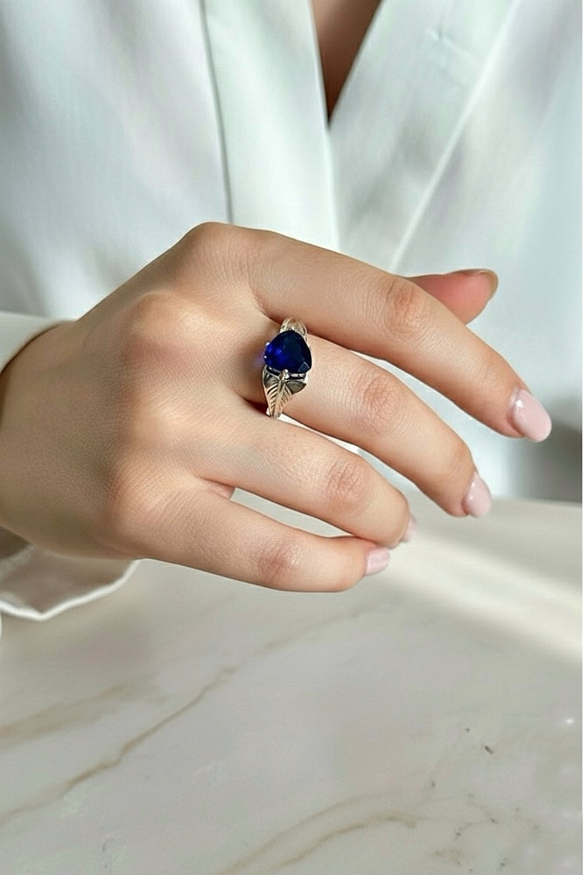💙 Срібна каблучка з синім альпінітом — глибина кольору, яка зачаровує, фото 1
