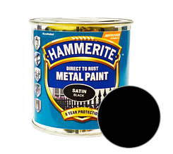 Фарба 3 в 1 по металу Hammerite Metal Paint Satin захисна, чорна, 0.25 л