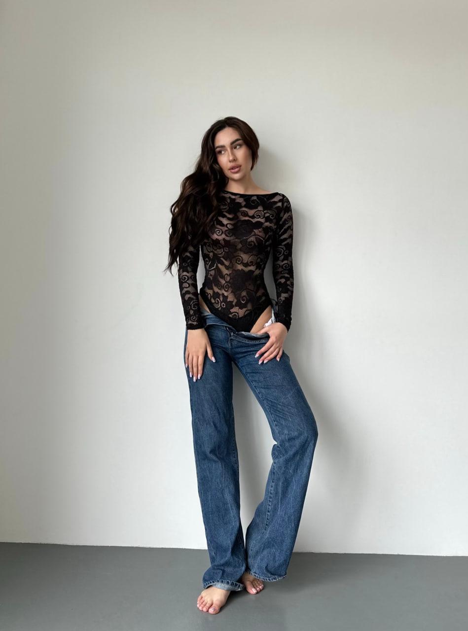 Жіноче мереживне чорне боді, фото 1