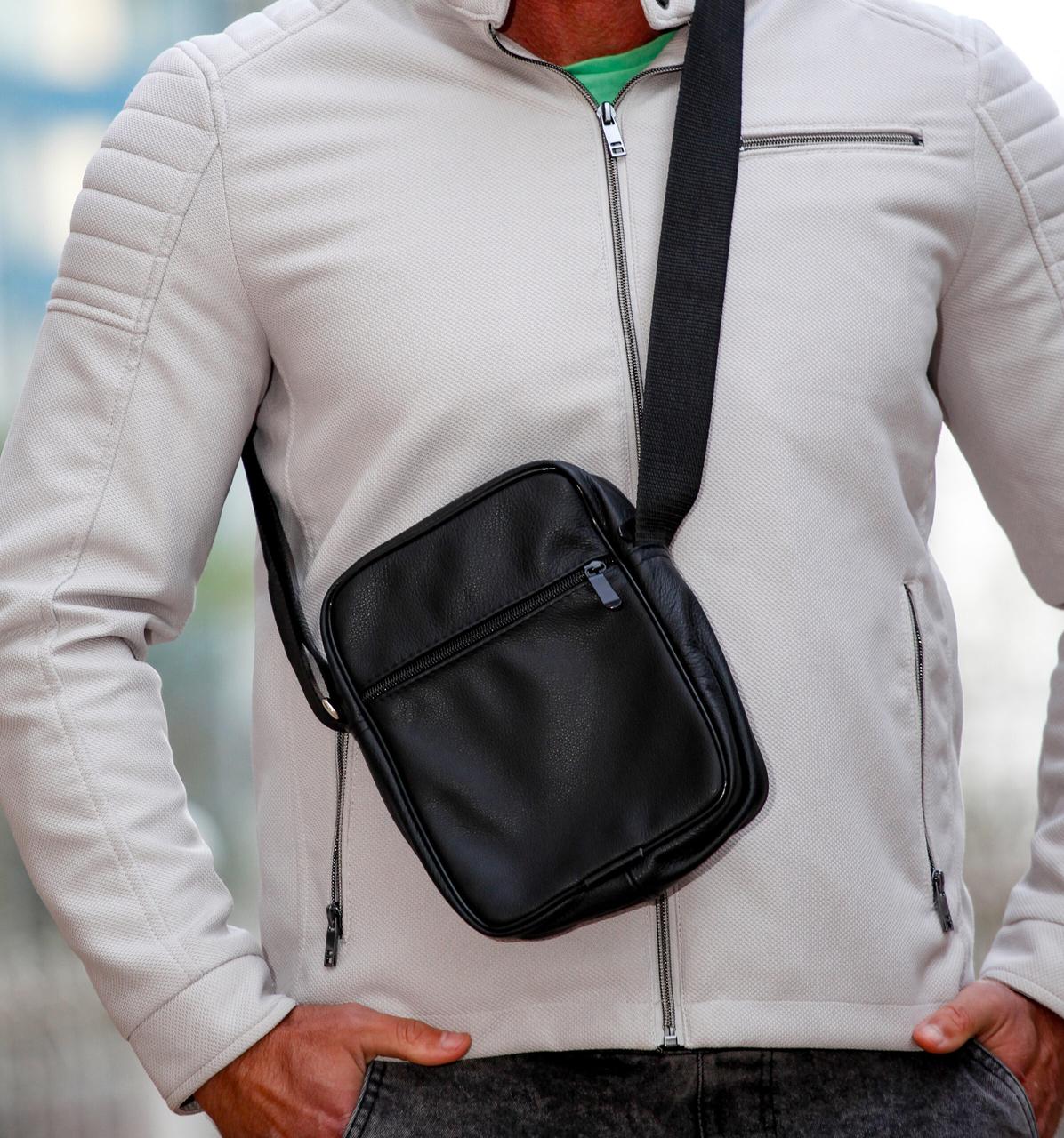 Чоловіча шкіряна сумка месенджер натуральна шкіра флотар для щоденного використання, фото 1