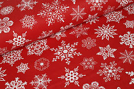 Ранфорс 240 см Сніжинки на червоному