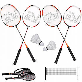 Набір для бадмінтону SportVida Pro, 4 ракетки, 2 волани, сітка (SV-SE0003)