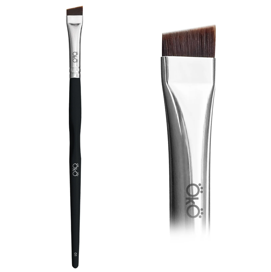 Пензлик для брів OKO Black Edition №1 великий скошений, фото 1
